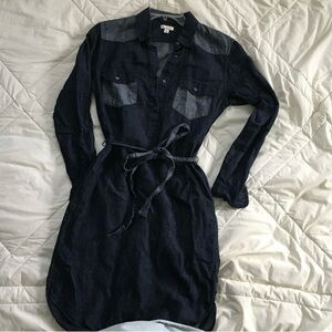 Dark Indigo Shirt Dress with Tie Belt